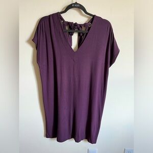 Lilla P Super Soft Jersey Knit Pullover Midi Shift Dress Eggplant Women’s sz Med